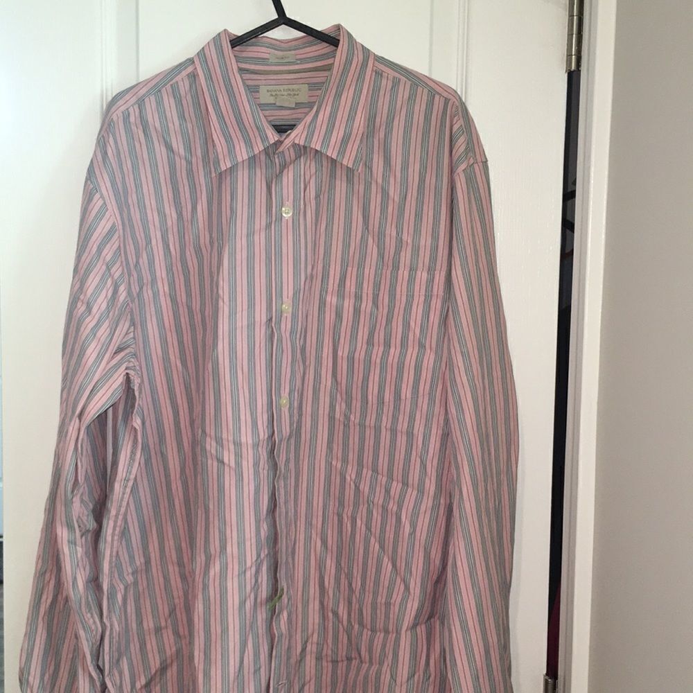 Pink stripe banana republic ls casual summer shirt